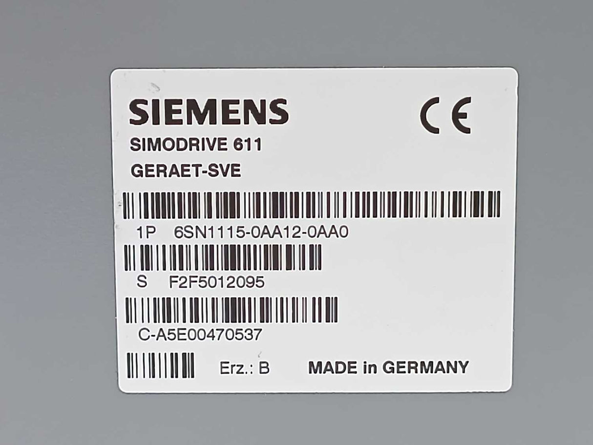 Siemens 6SN1115-0AA12-0AA0 SIMODRIVE 611
