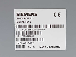 Siemens 6SN1115-0AA12-0AA0 SIMODRIVE 611