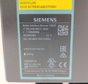 Siemens 6SL3100-0BE31-2AB0 SINAMICS S120 ACTIVE INTERFACE MODULE