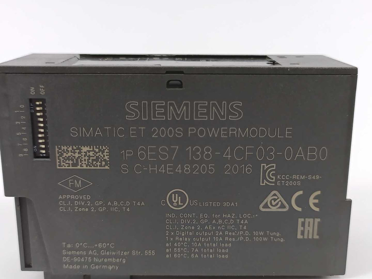 Siemens 6ES7138-4CF03-0AB0 SIMATIC DP, Power Module W: 6ES7193-4CK30-0AA0
