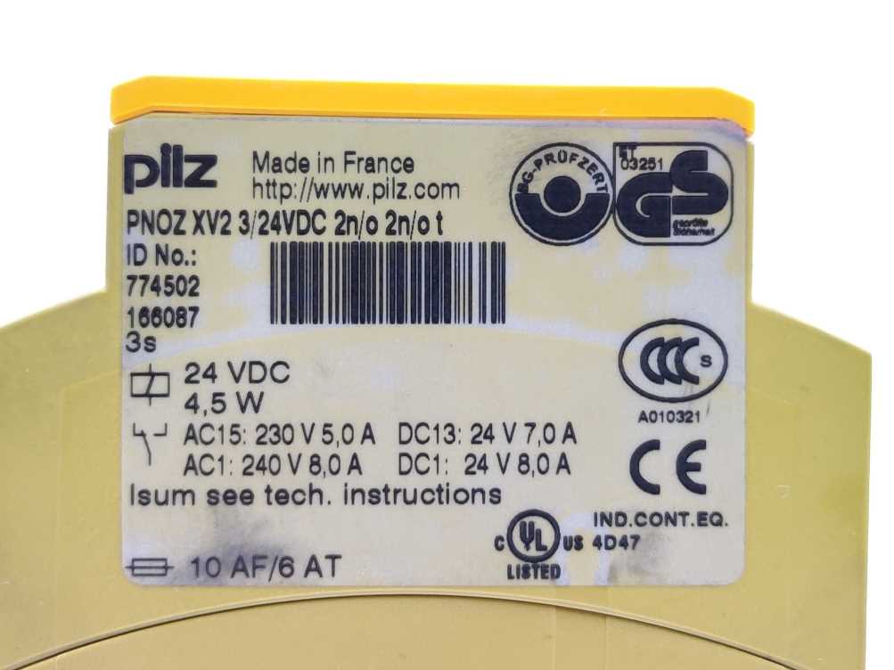 Pilz 774502 PNOZ XV2 3/24VDC 2n/o 2n/o t
