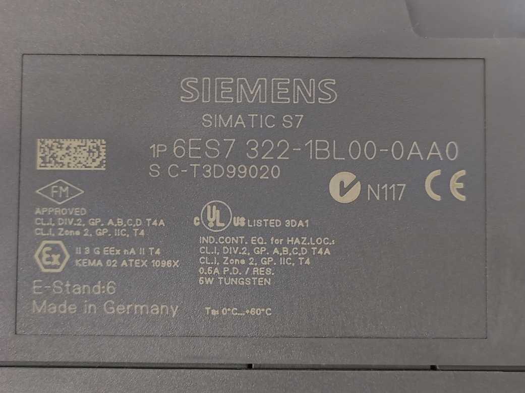 Siemens 6ES7322-1BL00-0AA0 SIMATIC S7-300 Digital output SM 322