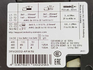 Siemens 3RV2032-4PA15 Circuit breaker size S2