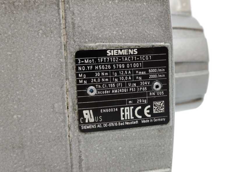 Siemens 1FT7102-1AC71-1CG1 SIMOTICS S Synchronous Motor