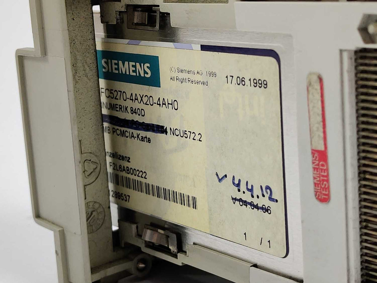 Siemens 6FC5357-0BB21-0AE0 SINUMERIK 840D/DE NCU 572.2 W;6FC5270-4AX20-4AH0