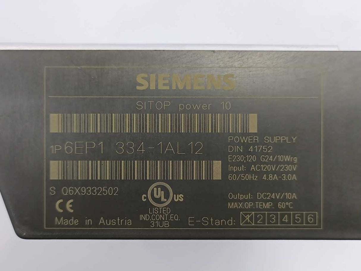 Siemens 6EP1334-1AL12 SITOP Power 10 A Special Line Stabilized Power Supply