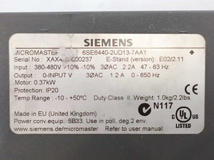 Siemens 6SE6440-2UD13-7AA1 MICROMASTER 440