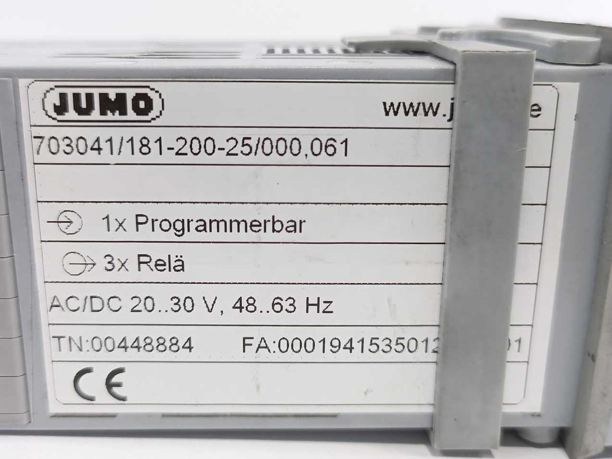 Jumo 703041/181-200-25/000,061 Temperature Controller 20...30V, 48...63 Hz