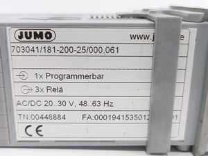 Jumo 703041/181-200-25/000,061 Temperature Controller 20...30V, 48...63 Hz