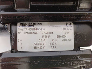 Brinkmann Pumps TA160/440-MV+210 Emmersion Pump 0214002569 TA160...TA600