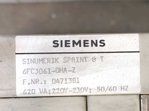 Siemens 6FC3061-0HA-Z SINUMERIK Rack Sprint 8T w/ MS 191-A Circuit Board
