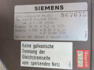 Siemens 6RA2615-6MV30-0A D200/20 Mreq-GcG6V30-2A SIMOREG Drive