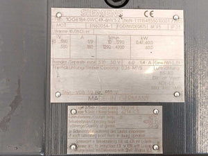 Siemens 1GG6184-0WC49-6HV1-Z Separately Excited DC Motor 60kW 380V 180A