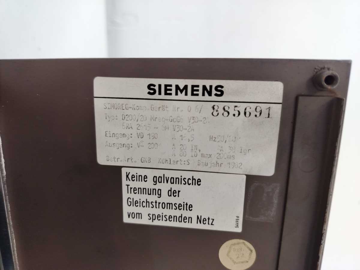 Siemens 6RA2615-6MV30-2A D200/20 Mreq-GcG6V30-2A SIMOREG Drive