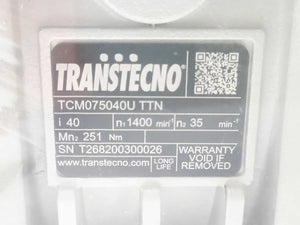 Transtecno TCM075040U TTN i=40 Wormgear