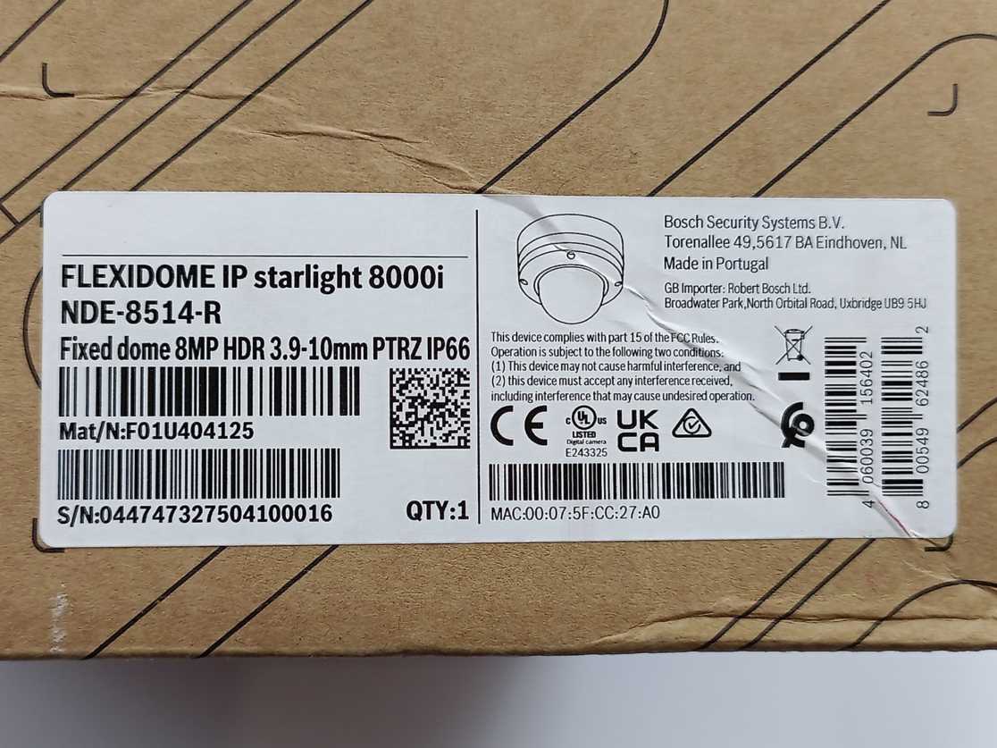 Bosch F01U404125 FLEXIDOME IP Starlight 8000i NDE-8514-R 8MP HDR