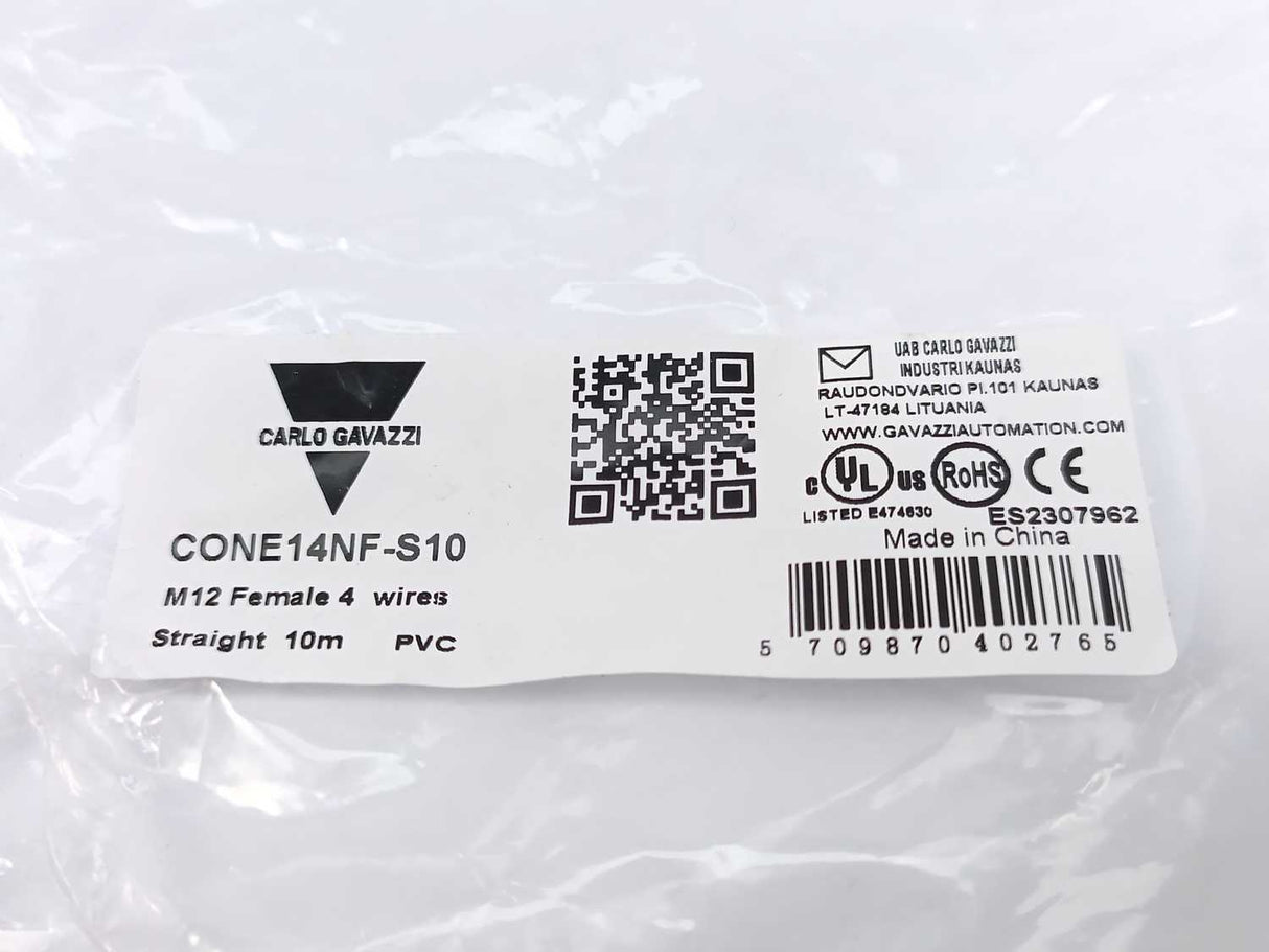 Carlo Gavazzi CONE14NF-S10 M12 Female Connector 4 Wires, Straight 10m