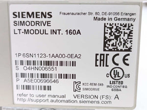 Siemens 6SN1123-1AA00-0EA2 SIMODRIVE 611 POWER MODULE, 1 AXIS