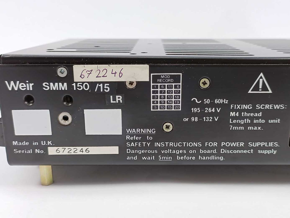 Weir SMM 150/15 Power Supply, 50/60Hz, 195-264V or 98-132V