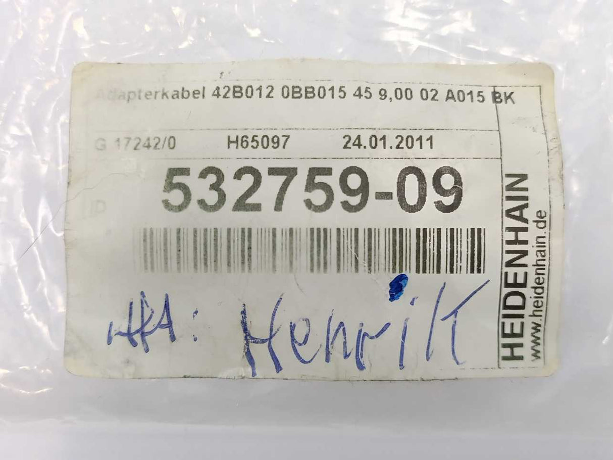 HEIDENHAIN 532759-09 42B012 0BB015 45 9.00 02 A015 BK Adapter Cable 9m