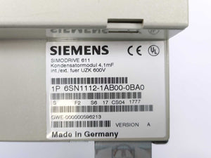 Siemens 6SN1112-1AB00-0BA0 SIMODRIVE 611 Capacitor Module 4.1 MF