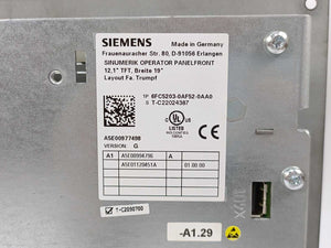 Siemens 6FC5203-0AF52-0AA0 Ver. G SINUMERIK TRUMPF Operator Panel
