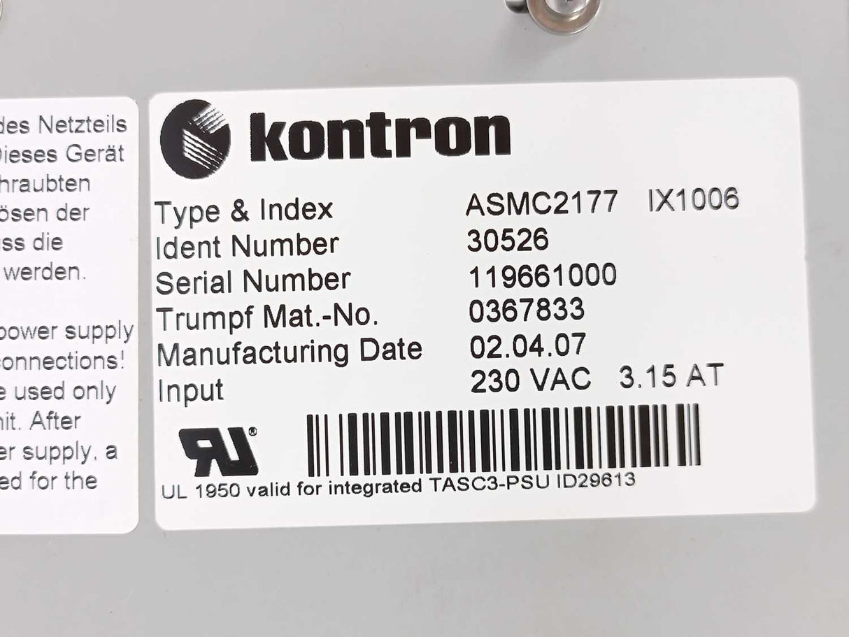 TRUMPF 0367833 30526 ASMC2177 IX1006 Control Unit