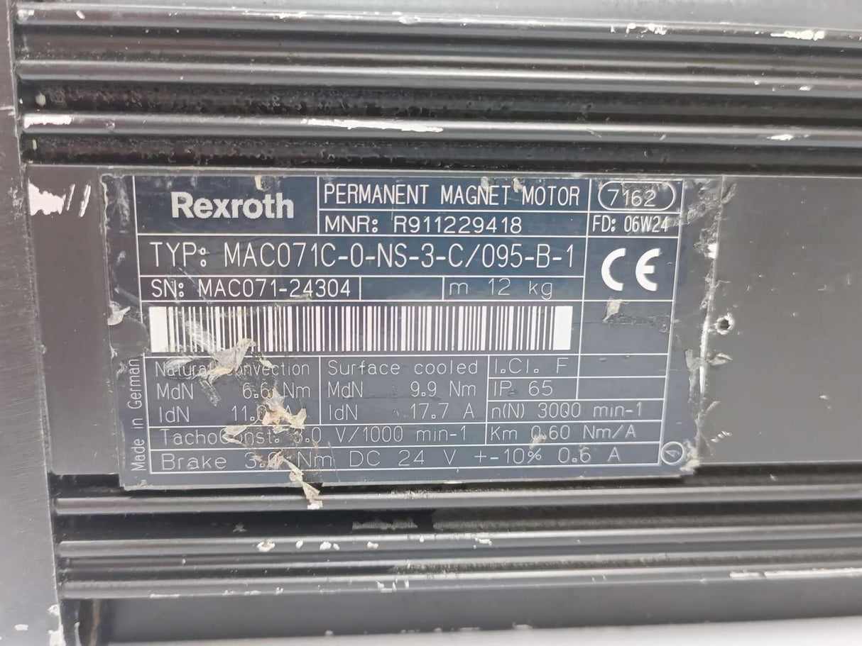 Rexroth R911229418 MAC071C-0-NS-3-C/095-B-1 Permanent Magnet Servo Motor