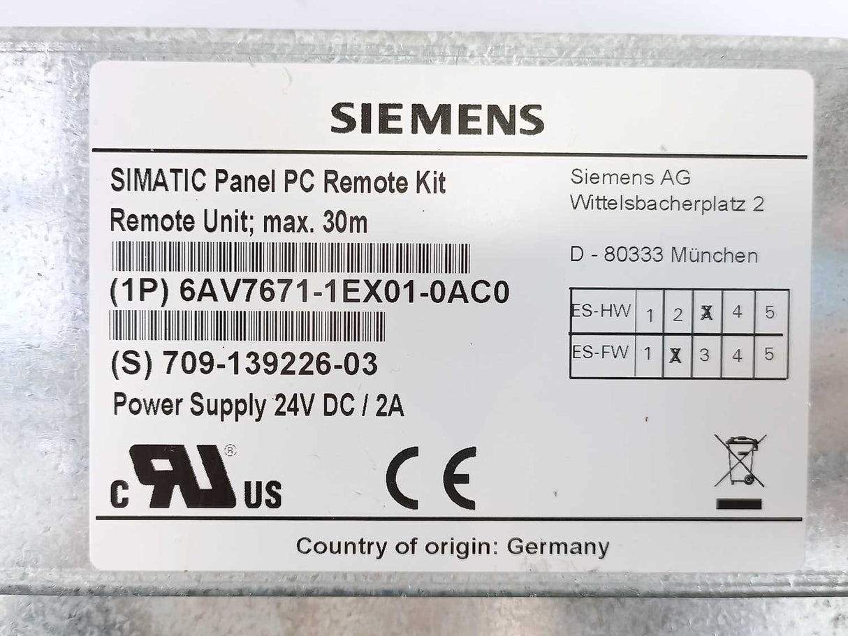Siemens 6AV7671-1EX01-0AC0 SIMATIC Panel PC Remote Kit