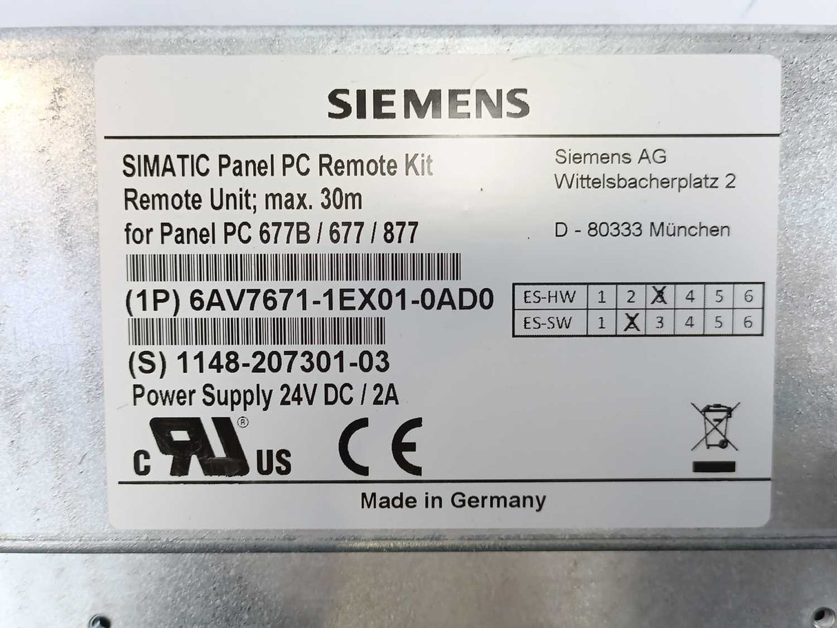 Siemens 6AV7671-1EX01-0AD0 SIMATIC Panel PC Remote Kit for Panel PC 677B/677/877