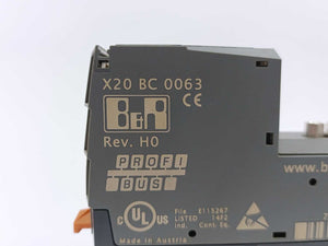 B&R X20BC0063 PROFIBUS DP Bus Controller w/ X20BB80 Base