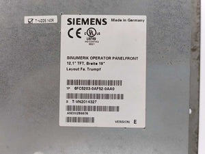 Siemens 6FC5203-0AF52-0AA0 Ver. E SINUMERIK TRUMPF Operator Panel