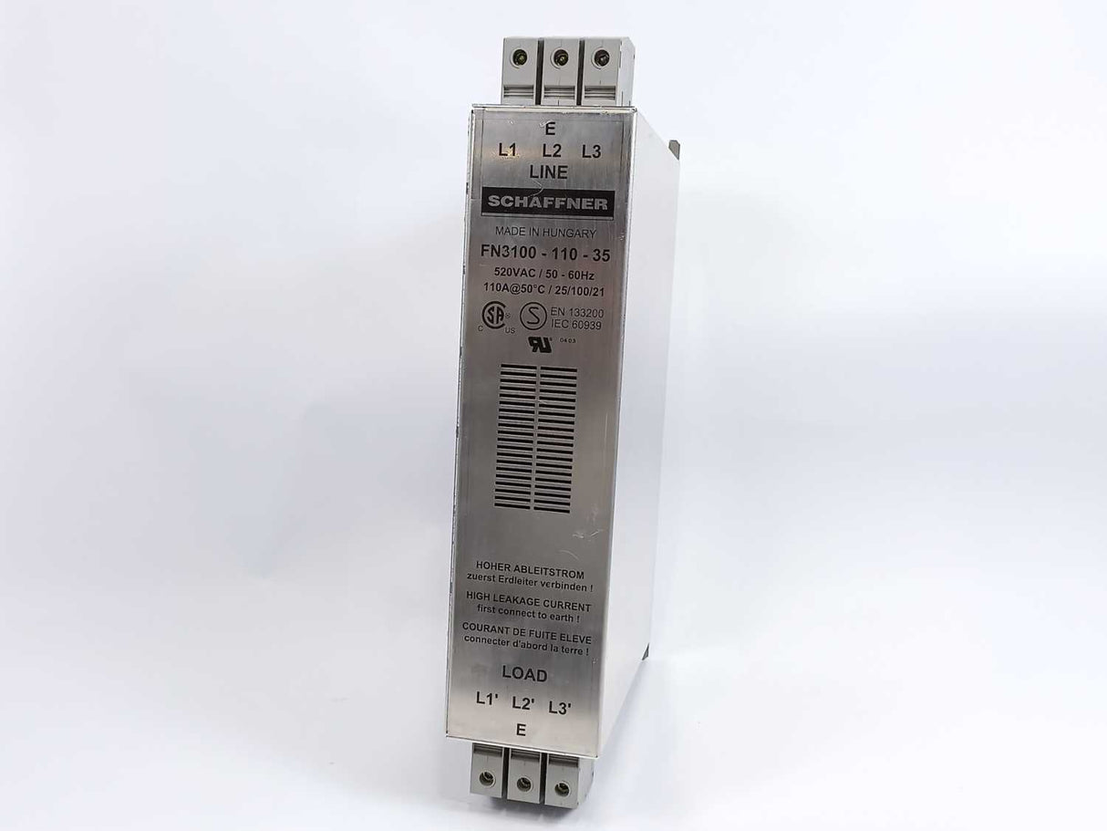SCHAFFNER FN3100-110-35 Three-Phase EMC Filter 520VAC/50-60Hz