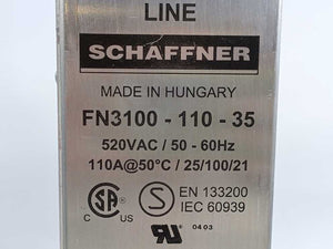 SCHAFFNER FN3100-110-35 Three-Phase EMC Filter 520VAC/50-60Hz
