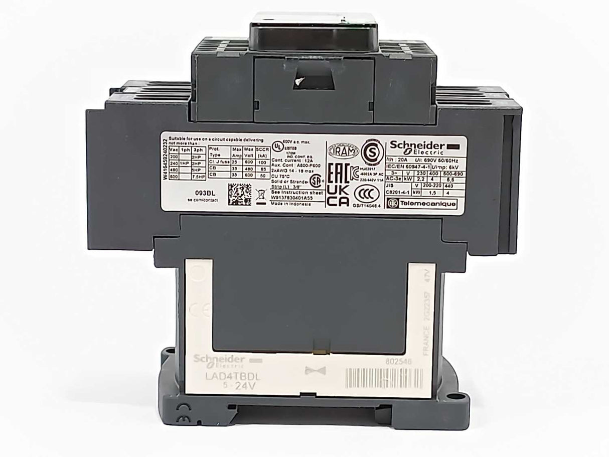 Schneider Electric LC1D093BL TeSys D kontaktor 9A 3P+1NO+1NC 24VDC