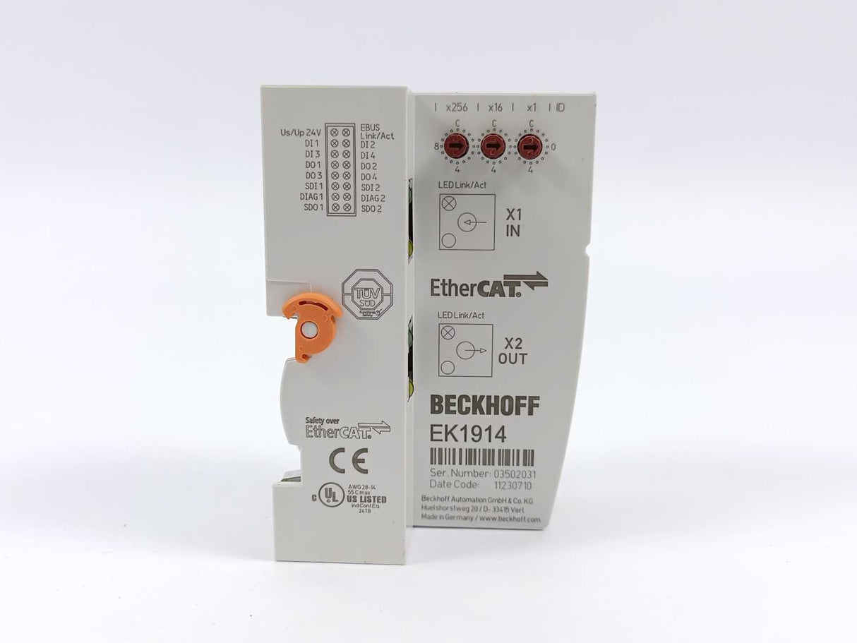 Beckhoff EK1914 EtherCAT Coupler w/ integrated digital standard and safety I/Os