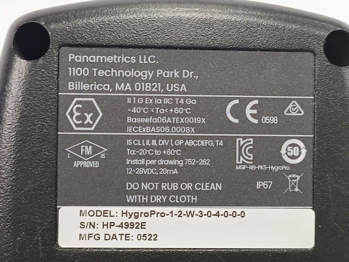 PANAMETRICS HygroPro-1-2-W-3-0-4-0-0-0 Moisture Transmiter w/ Cable