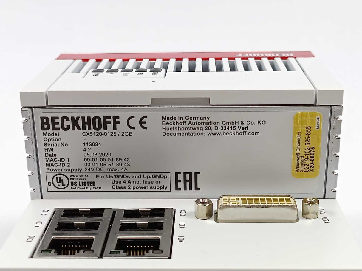 Beckhoff CX5120-0125 Embedded PC with Intel Atom® E3815 CPU Module