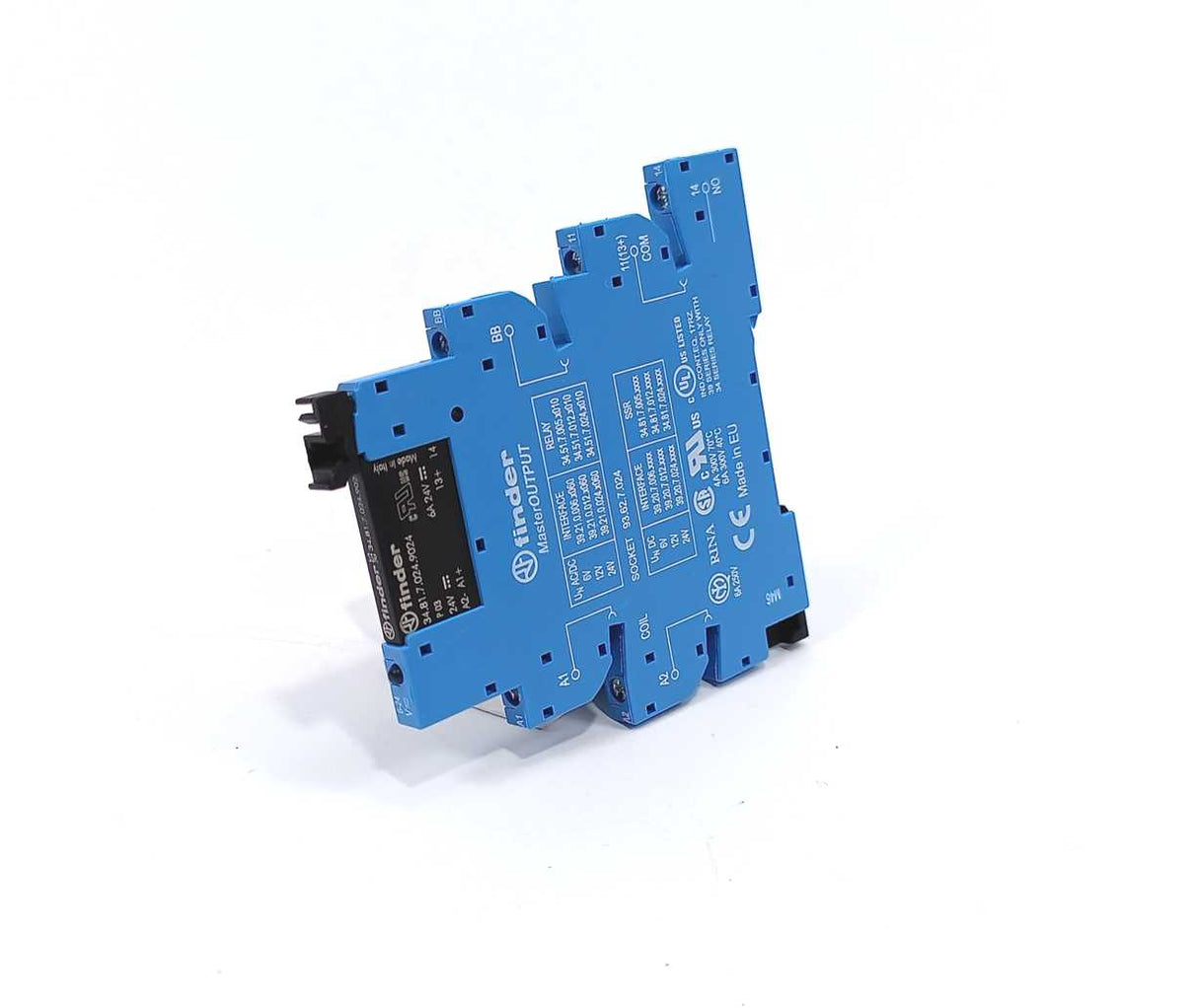 Finder 34.81.7.024.9024 5x Relay & 93.62.7.024 Socket
