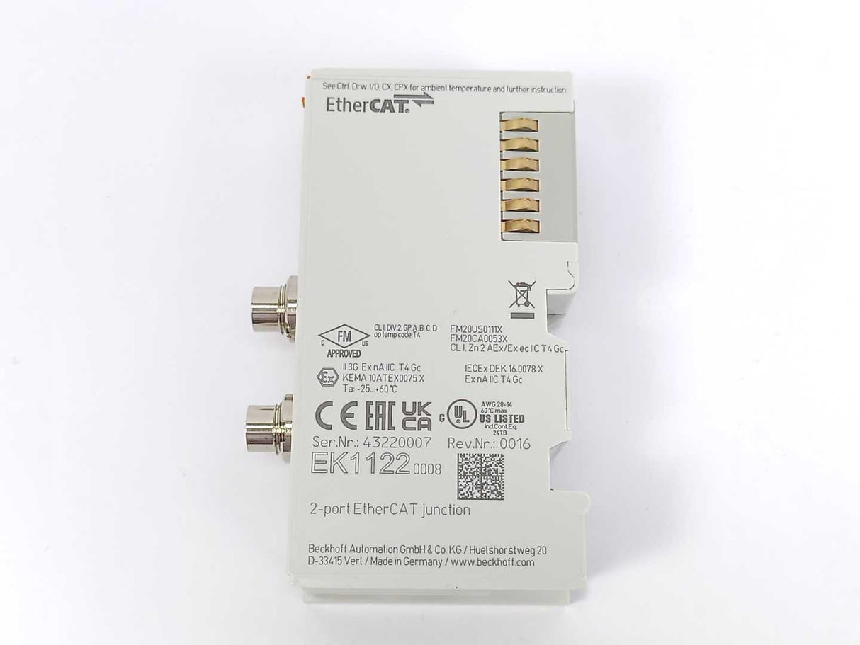 Beckhoff EK1122-0008 2-port EtherCAT Junction