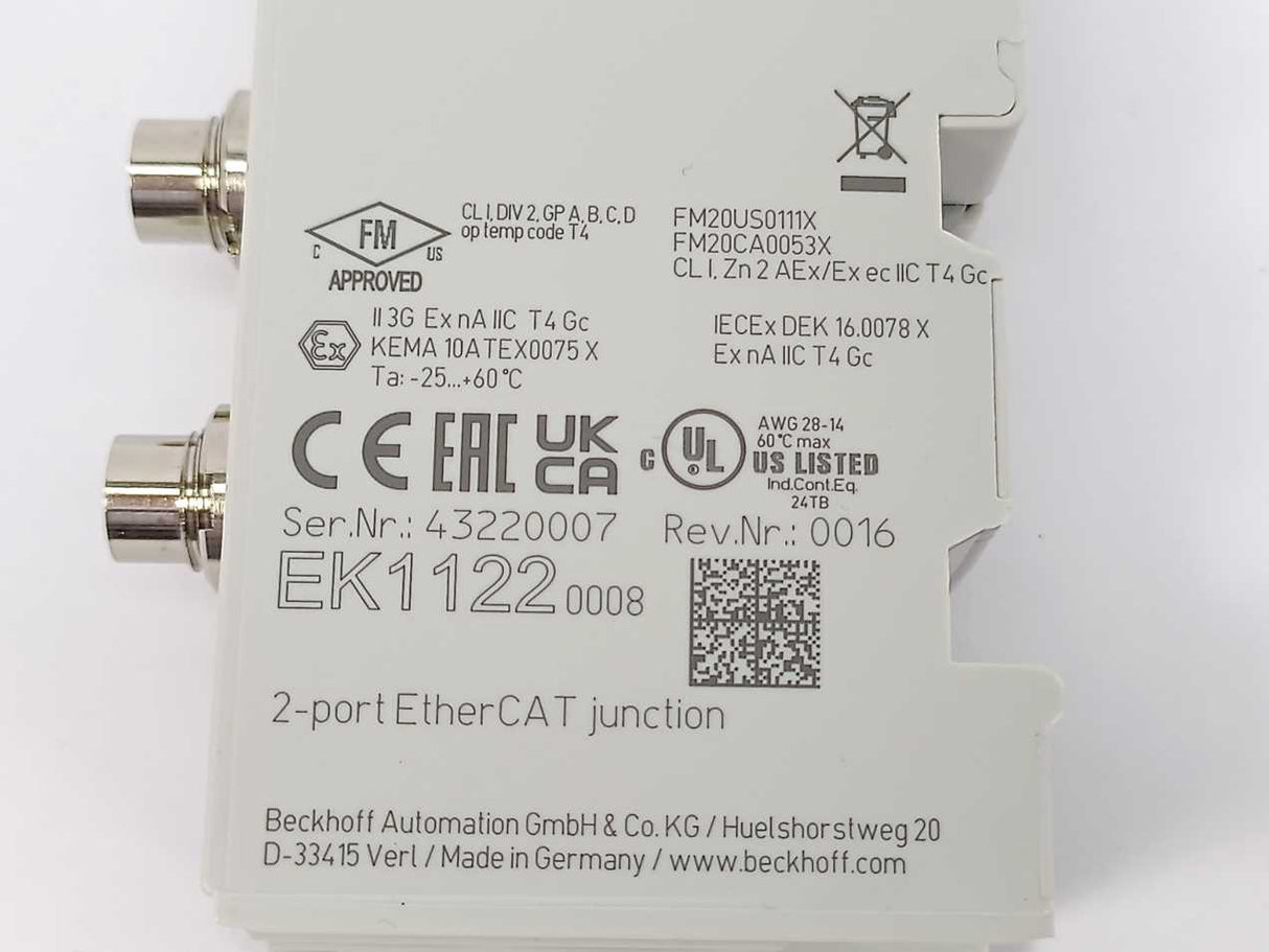 Beckhoff EK1122-0008 2-port EtherCAT Junction