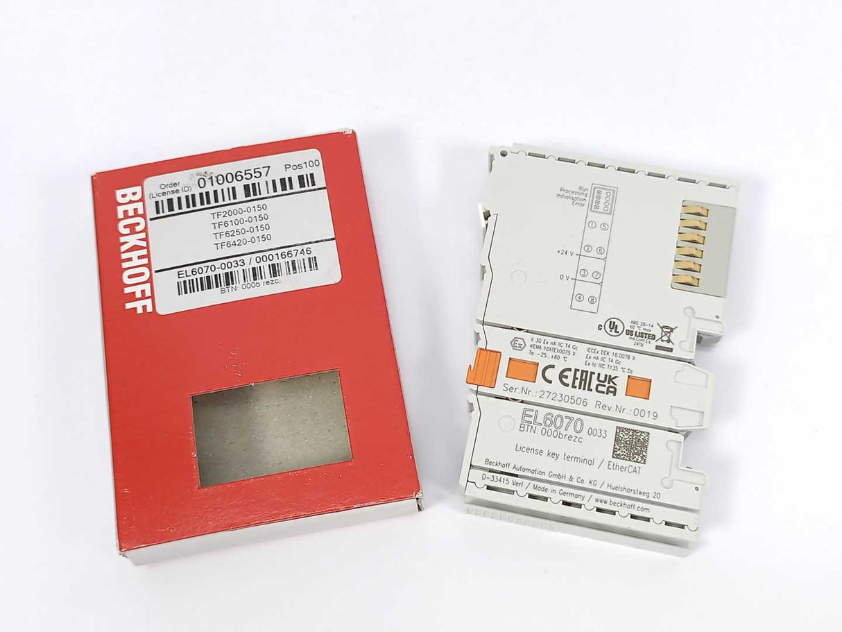 Beckhoff EL6070-0033 EtherCAT Terminal, license key for TwinCAT 3.1
