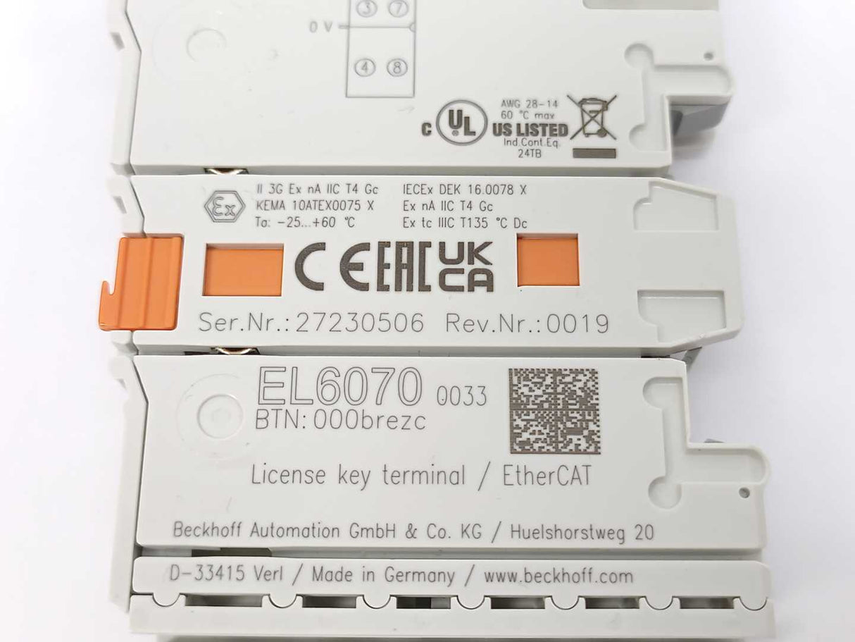 Beckhoff EL6070-0033 EtherCAT Terminal, license key for TwinCAT 3.1