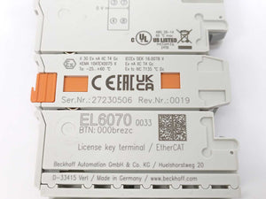 Beckhoff EL6070-0033 EtherCAT Terminal, license key for TwinCAT 3.1