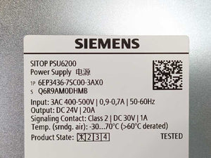 Siemens 6EP3436-7SC00-3AX0 SITOP PSU6200 Ex 24 V/20 A  Power Supply