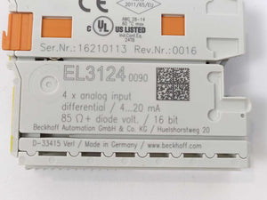 Beckhoff EL3124-0090 EtherCAT Terminal, 4-channel analog input