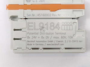 Beckhoff EL9184 Potential distribution terminal, 8 x 24 V DC, 8 x 0 V D