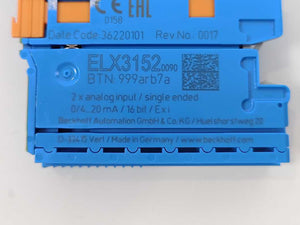 Beckhoff ELX3152-0090 EtherCAT Terminal, 2-channel analog input, TwinSAFE SC