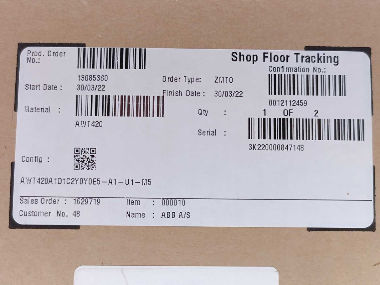 ABB 3KXA005011U0000 AWT420 Universal 4-wire, Dual-Input Transmitter