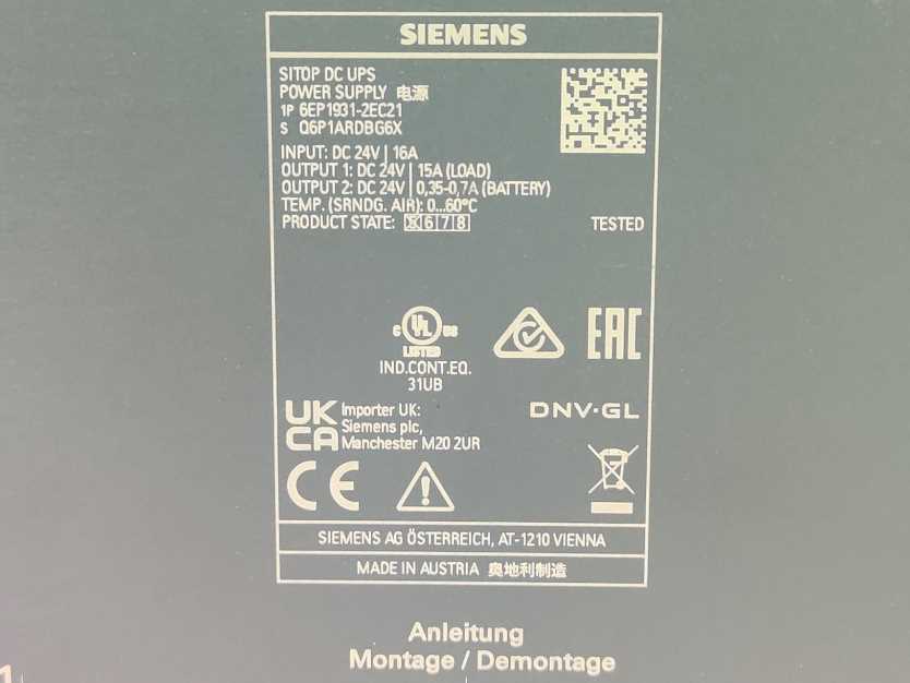 Siemens 6EP1931-2EC21 DC-USV-Modul 15 Power Supply